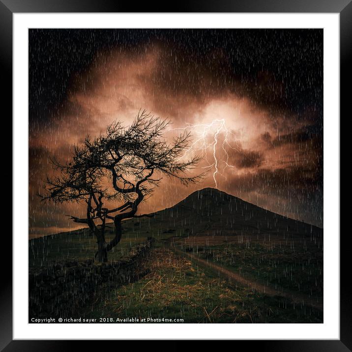 Roseberry Topping A Stormy Majesty Framed Mounted Print by richard sayer