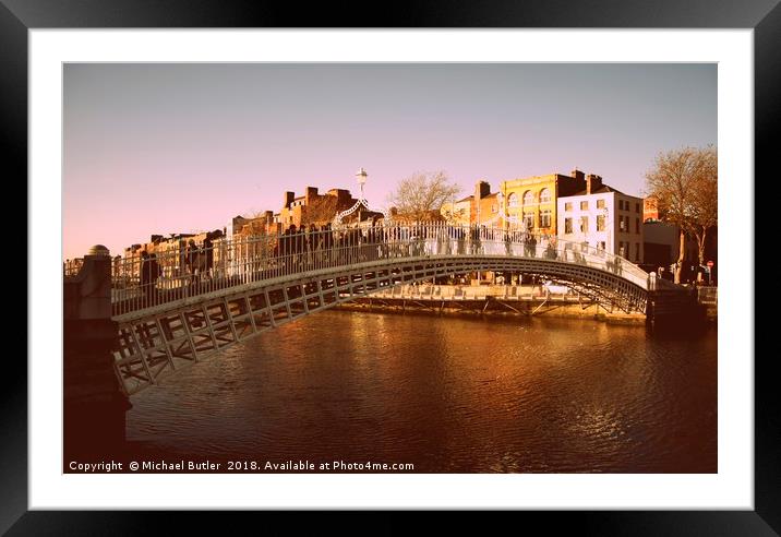 Ha'penny Bridge, Dublin City Framed Mounted Print by Michael Butler