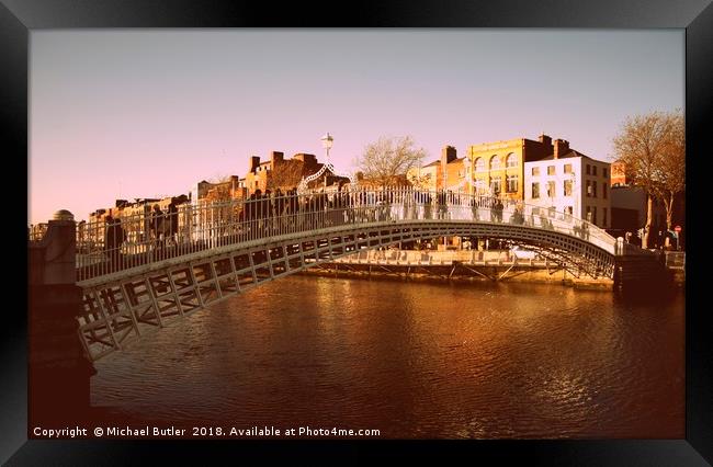 Ha'penny Bridge, Dublin City Framed Print by Michael Butler