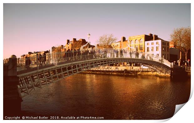 Ha'penny Bridge, Dublin City Print by Michael Butler