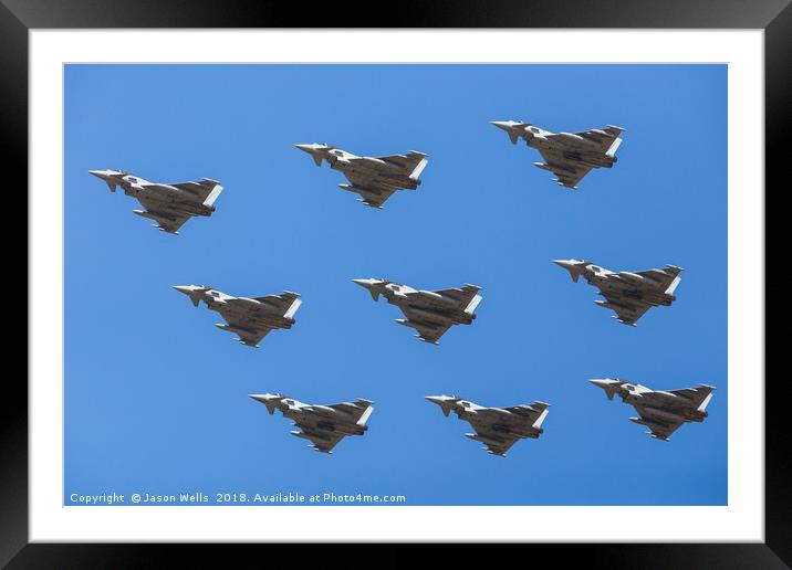 Diamond nine formation of Typhoons Framed Mounted Print by Jason Wells