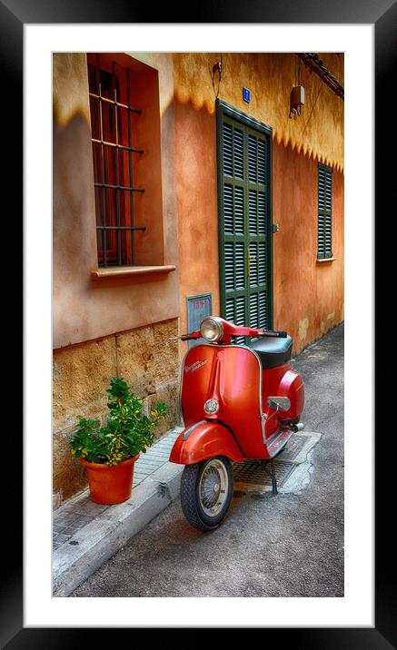 Vespa,Alcudia Old Town,Majorca,Spain. Framed Mounted Print by jim wilson