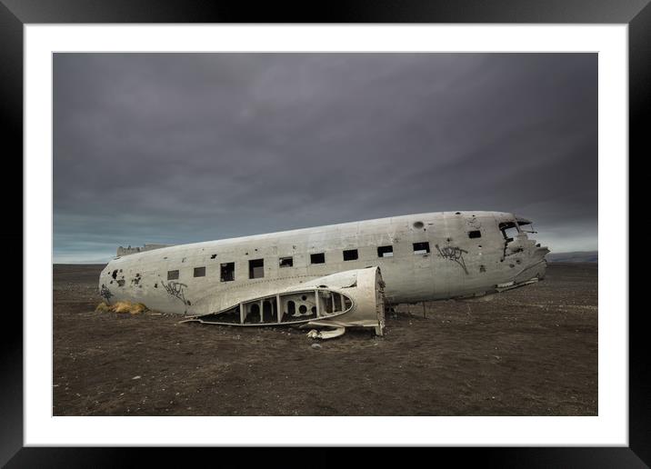 US Navy DC-3, Sólheimasandur, Iceland Framed Mounted Print by Gair Brisbane