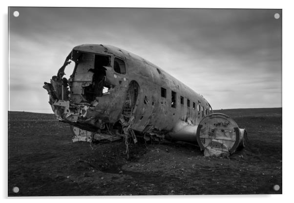 Wreck of US Navy DC-3, Sólheimasandur, Iceland Acrylic by Gair Brisbane