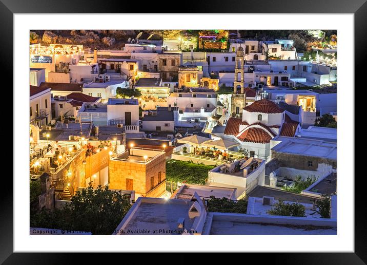 Lindos Town, Rhodes, Greece Framed Mounted Print by Martin Williams