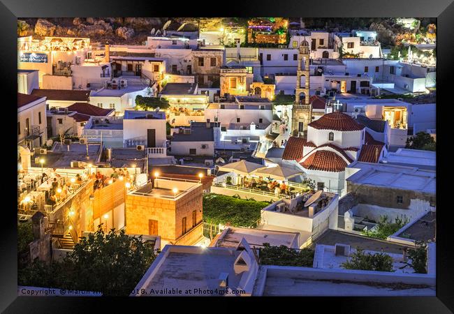 Lindos Town, Rhodes, Greece Framed Print by Martin Williams