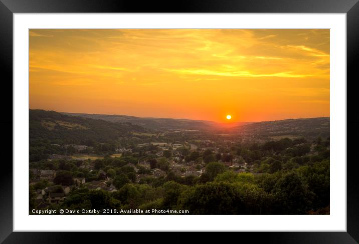 Sun setting over the Aire Valley Framed Mounted Print by David Oxtaby  ARPS