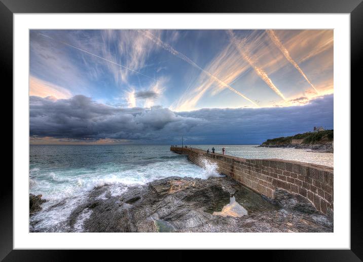 Porthleven Sky Lines Framed Mounted Print by Malcolm McHugh