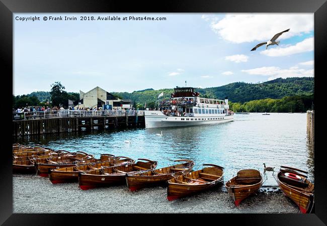 A Windermere cruise boat taking on passengers Framed Print by Frank Irwin