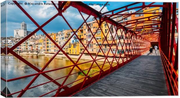 Iron bridge in Girona, Catalonia, Spain Canvas Print by Alexandre Rotenberg