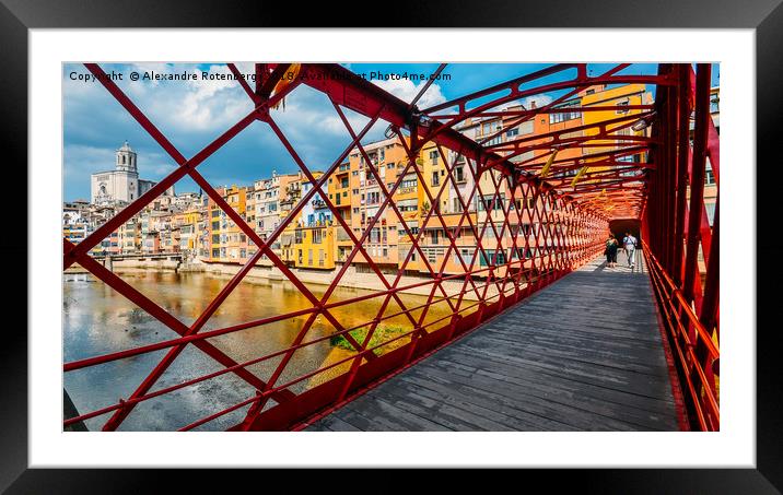 Iron bridge in Girona, Catalonia, Spain Framed Mounted Print by Alexandre Rotenberg