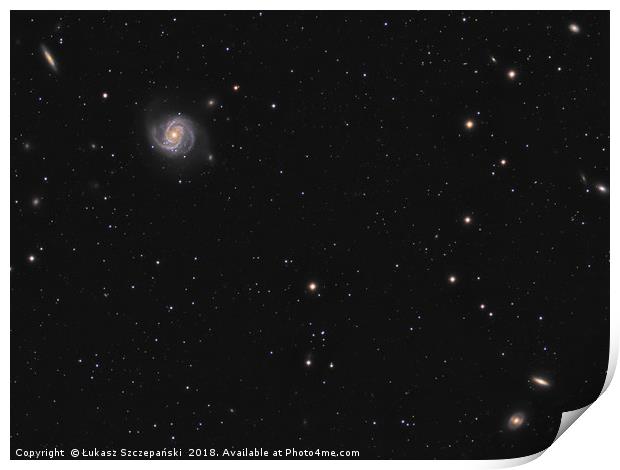 Spiral galaxy M100 (Messier 100) in constellation  Print by Łukasz Szczepański