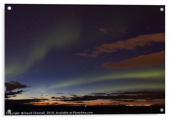 Aurora Over Reykjavik Acrylic by David Chennell