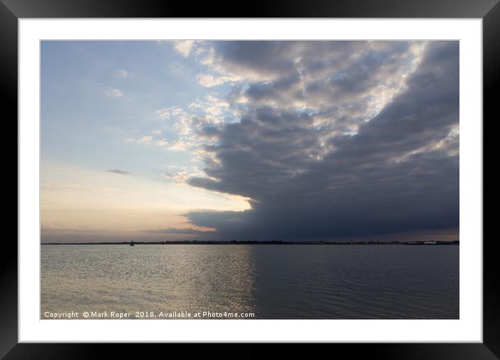 River Orwell from Felixstowe with stormy sky Framed Mounted Print by Mark Roper
