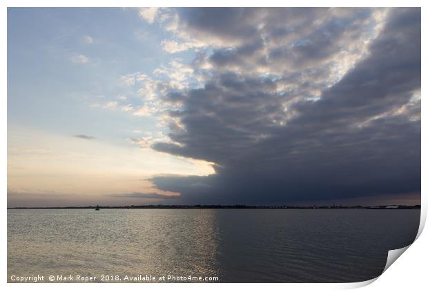 River Orwell from Felixstowe with stormy sky Print by Mark Roper