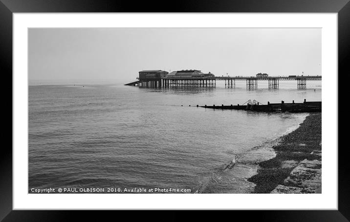 Cromer pier in grayscale Framed Mounted Print by PAUL OLBISON