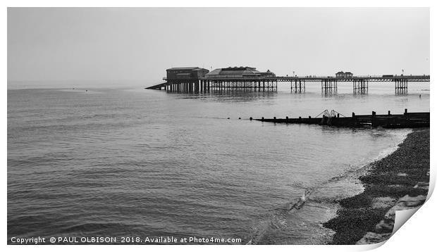 Cromer pier in grayscale Print by PAUL OLBISON