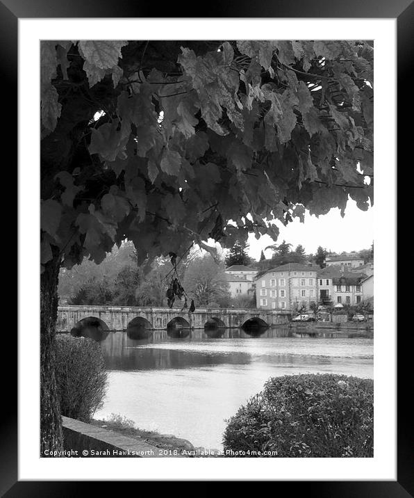 Confolens Bridge over La Vienne Framed Mounted Print by Sarah Hawksworth