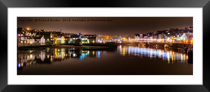 Whitby Habour at Night Framed Mounted Print by Richard Burdon