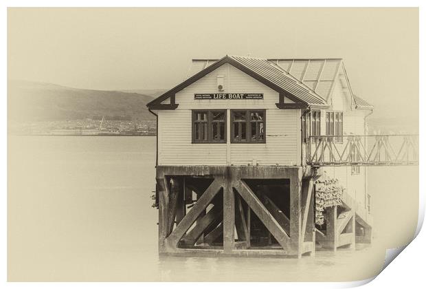 Old Mumbles Lifeboat Station Antique Print by Steve Purnell
