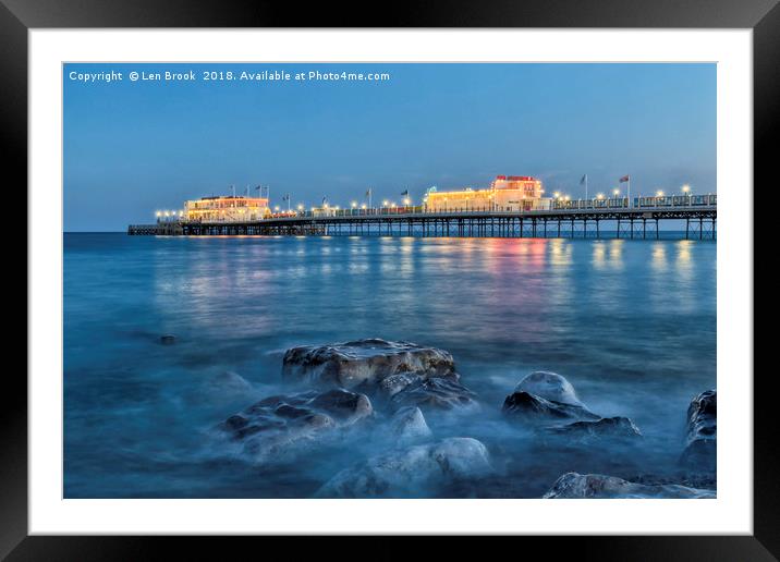 Worthing Pier Blue Hour Framed Mounted Print by Len Brook