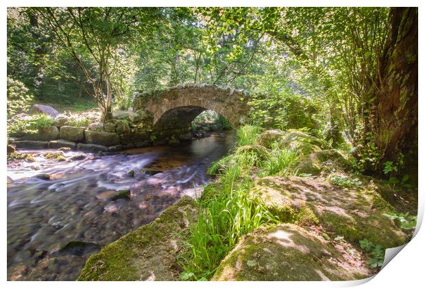 Hisley Bridge, Dartmoor Print by Images of Devon