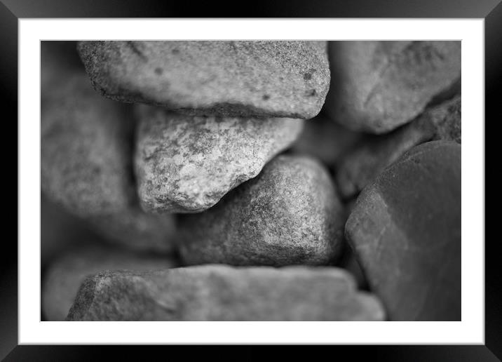 Sea Pebbles 1 B&W Framed Mounted Print by Mike Evans