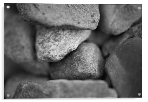 Sea Pebbles 1 B&W Acrylic by Mike Evans