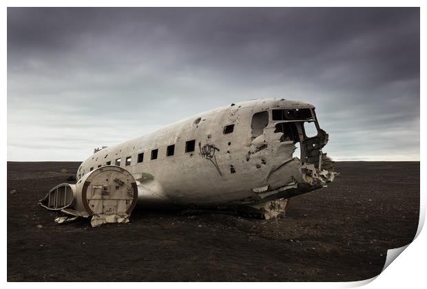 Wreck of US Navy DC-3, Iceland Print by Gair Brisbane