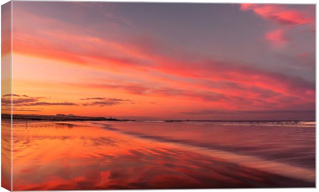 Super Red Sky at Bamburgh Beach Canvas Print by Naylor's Photography