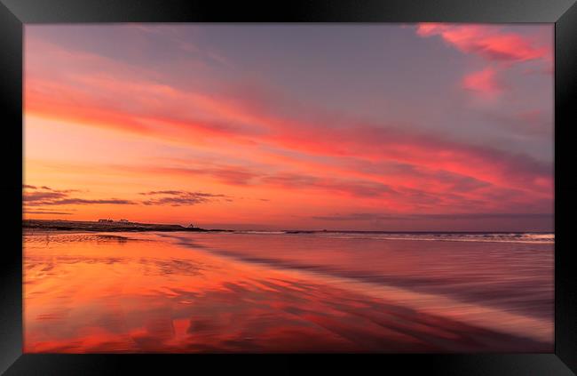 Super Red Sky at Bamburgh Beach Framed Print by Naylor's Photography