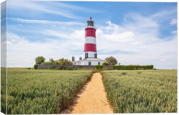 Happisburgh lighthouse on a summers day Canvas Print by Kevin Snelling