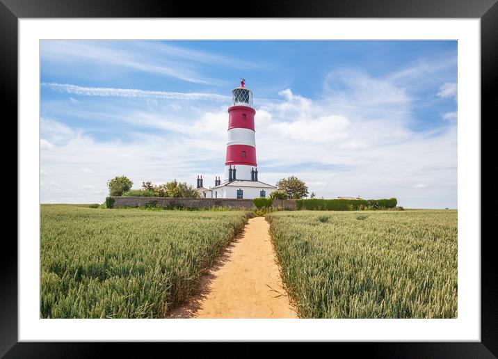 Happisburgh lighthouse on a summers day Framed Mounted Print by Kevin Snelling