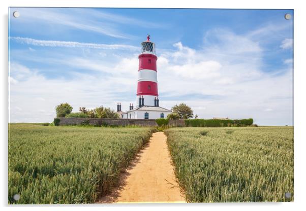 Happisburgh lighthouse on a summers day Acrylic by Kevin Snelling