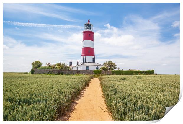Happisburgh lighthouse on a summers day Print by Kevin Snelling