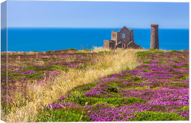 Majestic Tin Mine on Cornish Coast Canvas Print by Kevin Snelling