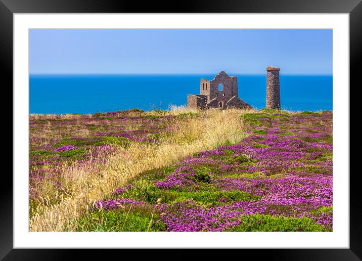 Majestic Tin Mine on Cornish Coast Framed Mounted Print by Kevin Snelling