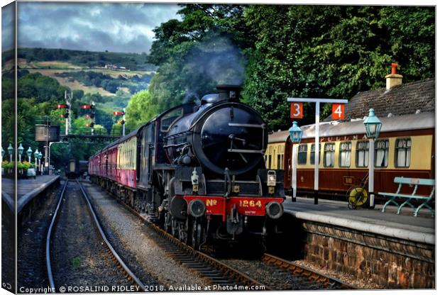 "1264 Arrives at Grosmont" Canvas Print by ROS RIDLEY