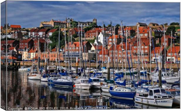 "Whitby Marina reflections 2" Canvas Print by ROS RIDLEY
