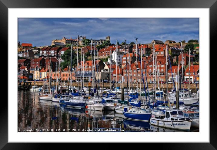 "Whitby Marina reflections 2" Framed Mounted Print by ROS RIDLEY