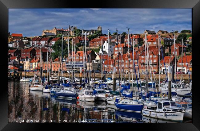 "Whitby Marina reflections 2" Framed Print by ROS RIDLEY