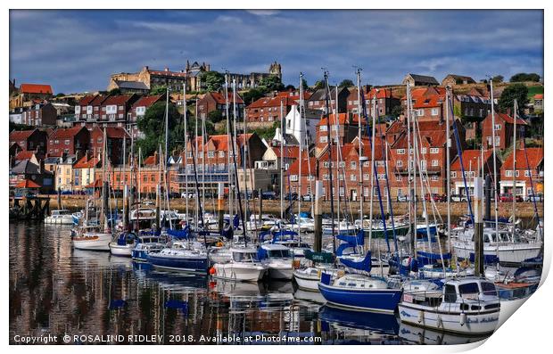 "Whitby Marina reflections 2" Print by ROS RIDLEY