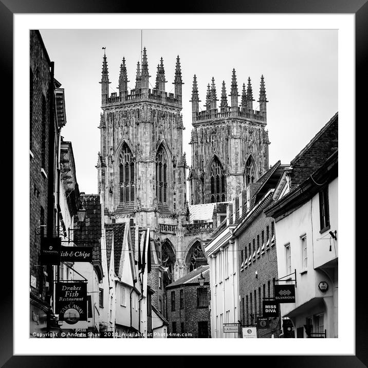 York Minster Towers Framed Mounted Print by Andrew Shaw