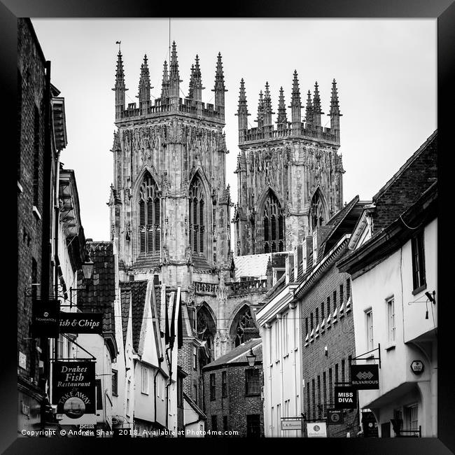 York Minster Towers Framed Print by Andrew Shaw