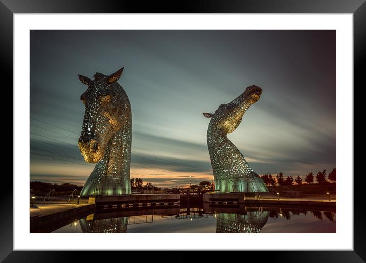 The Kelpies at Dusk Framed Mounted Print by Alan Sinclair