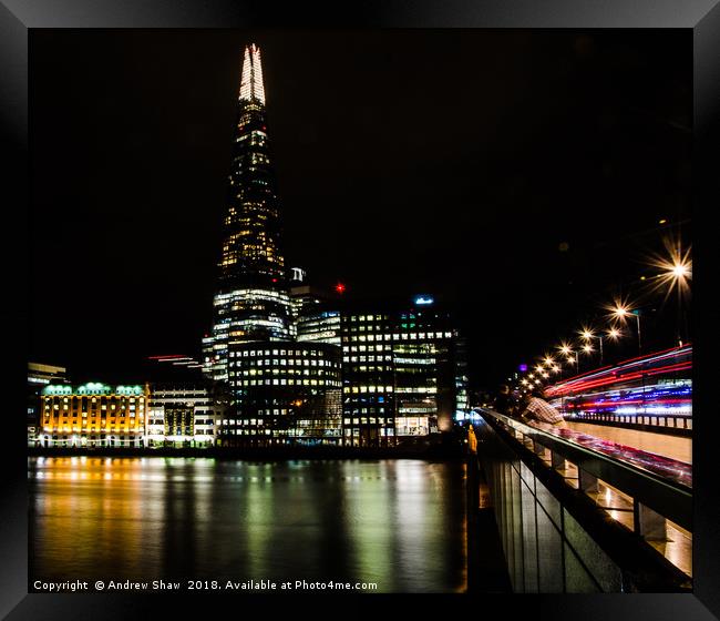The Shard at Night Framed Print by Andrew Shaw