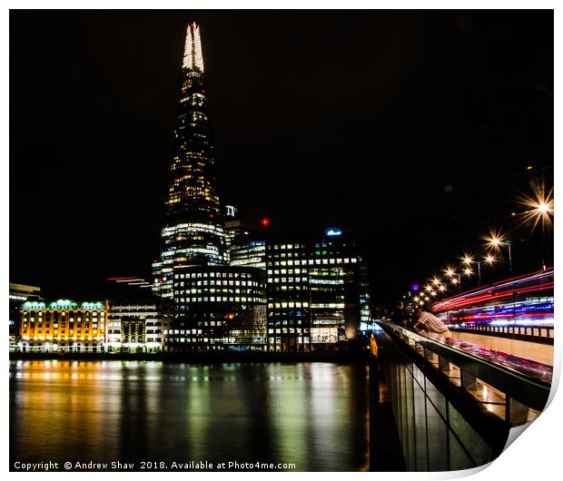 The Shard at Night Print by Andrew Shaw