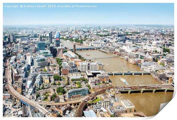 Aerial London View Print by Svetlana Sewell