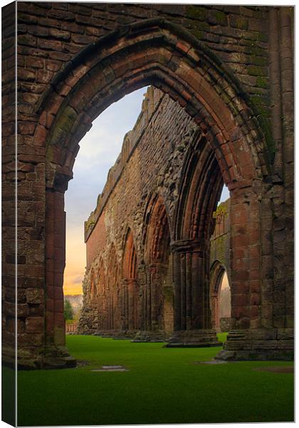 Sunrise at Sweetheart Abbey, Dumfries and Galloway Canvas Print by David Lewins (LRPS)