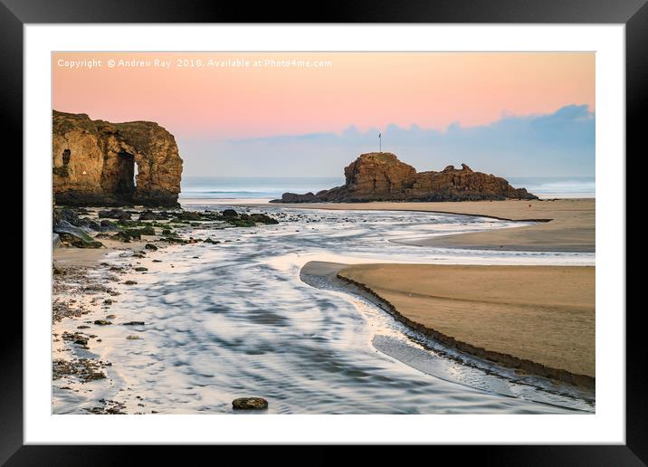 River on Perranporth Beach Framed Mounted Print by Andrew Ray